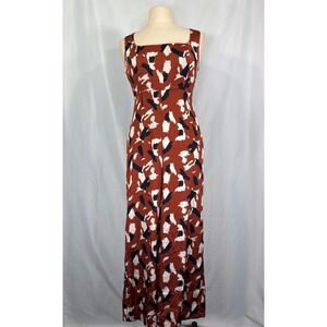 Lush Abstract Brushstroke Wide Leg Jumpsuit Square Neck Sleeveless Romper Small